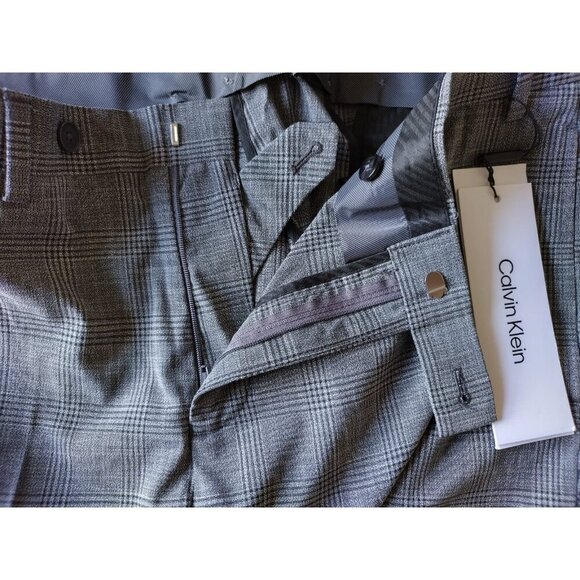 Calvin Klein Mens Glen Plaid Slim Fit Polyester Viscose Dress Pants 38W-30L NWT - Picture 6 of 9
